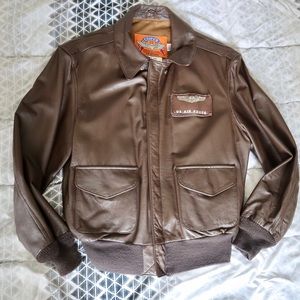 70s Brown Genuine Leather Military Style Bomber